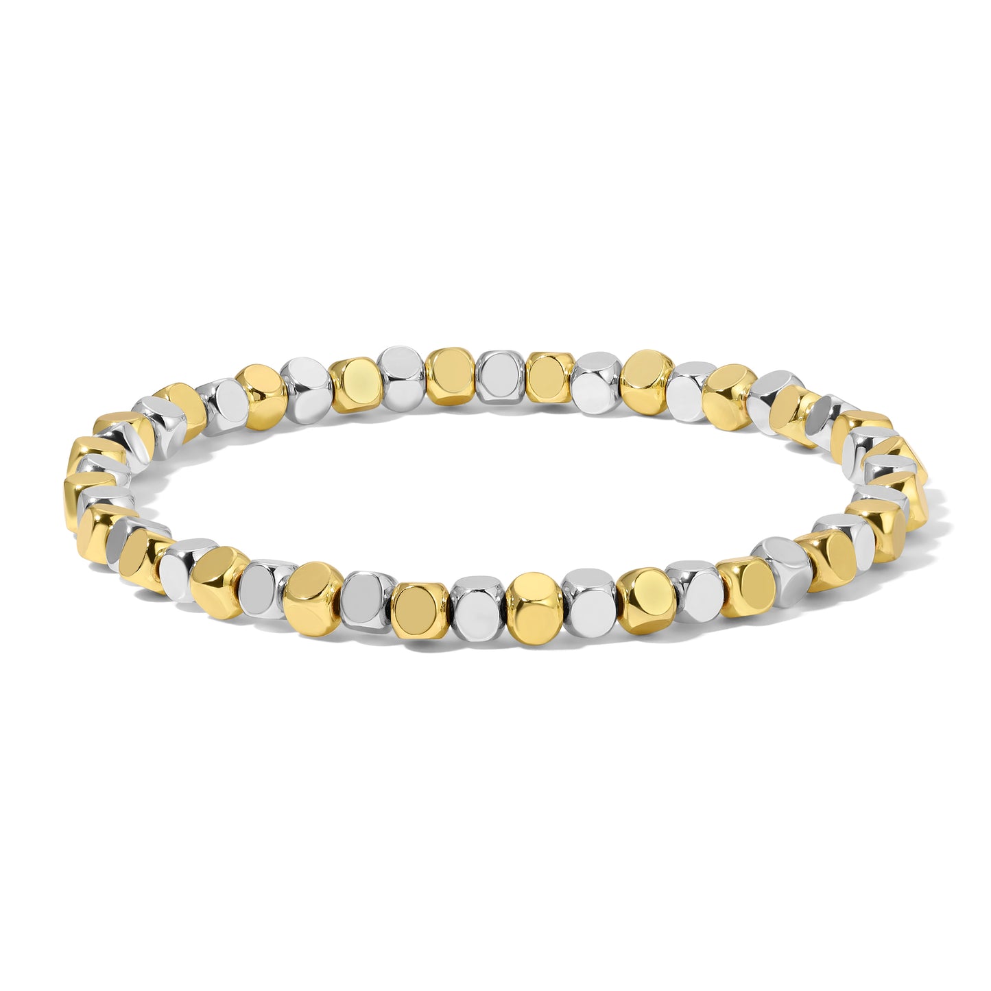 Fashion Fortunes 4mm Silver & Gold Cube Bracelet