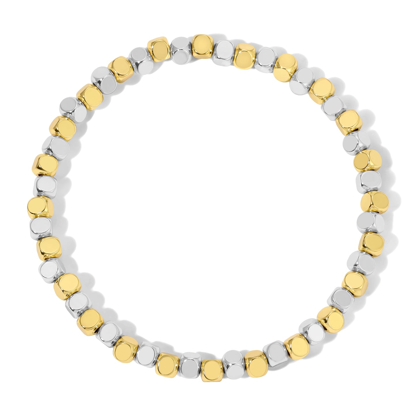 Fashion Fortunes 4mm Silver & Gold Cube Bracelet