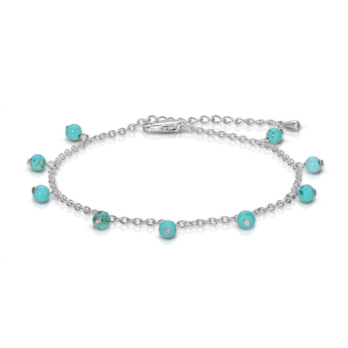 silver bracelet with turquoise beads