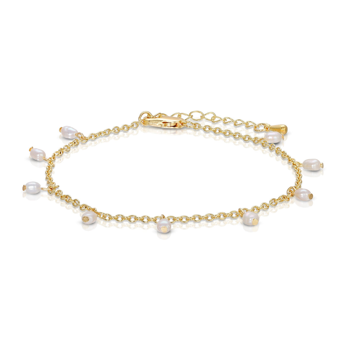 gold chain bracelet with pearl charms