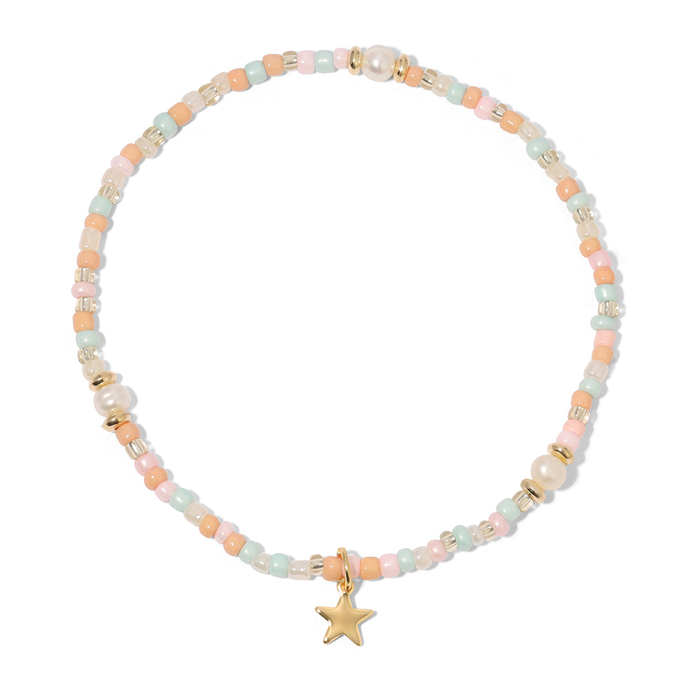 sunrise seed bead & pearl ankle bracelet