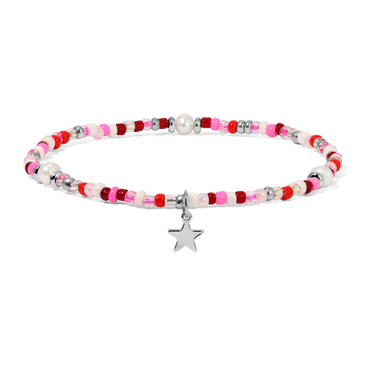 flamingo seed bead & pearl ankle bracelet