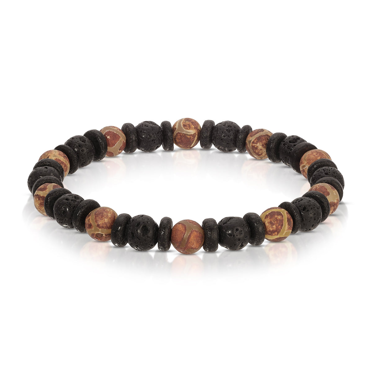 lava stone and brown bead bracelet