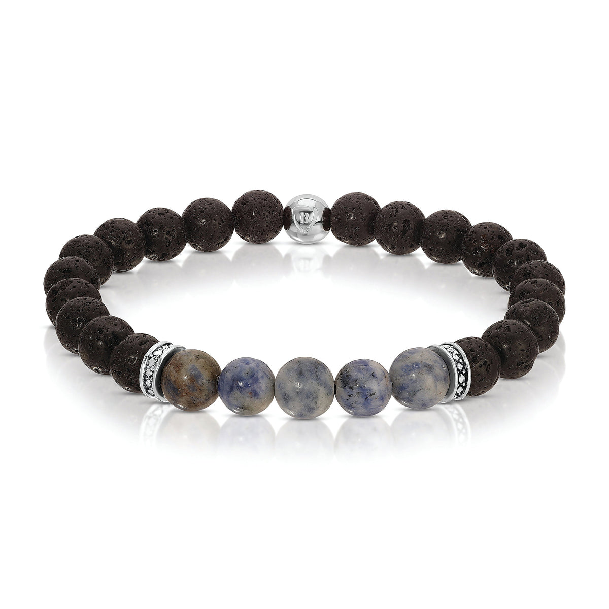 lava rock and blue stone bracelet