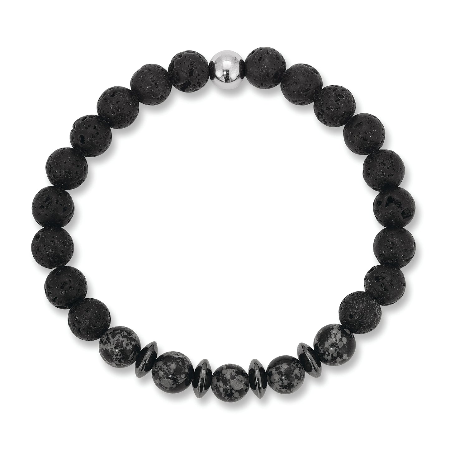 Lava Stone w/Snowflake Obsidian