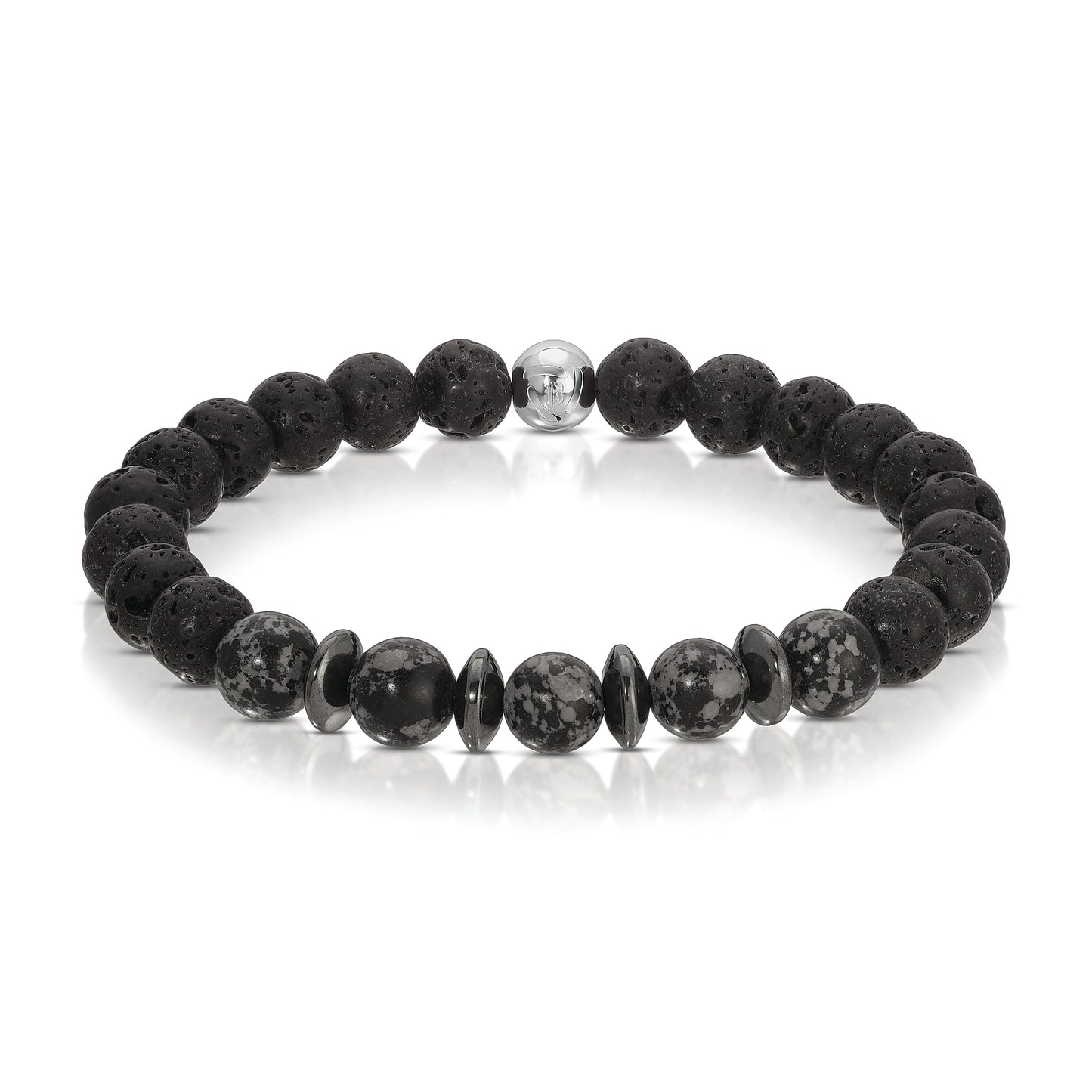 Lava Stone w/Snowflake Obsidian