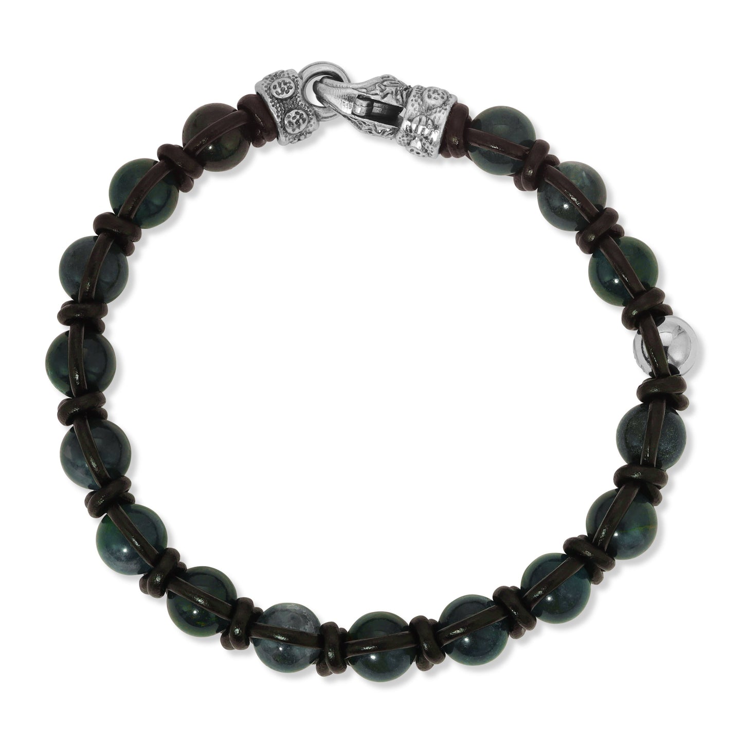 Moss Agate W/Black Leather