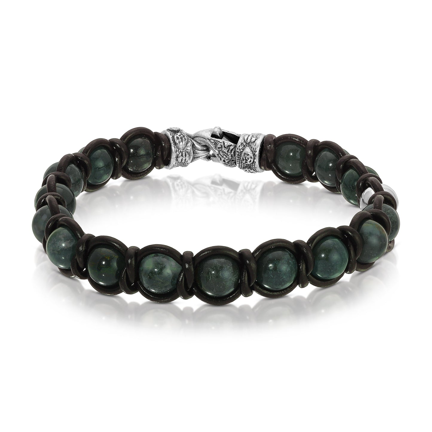 Moss Agate W/Black Leather