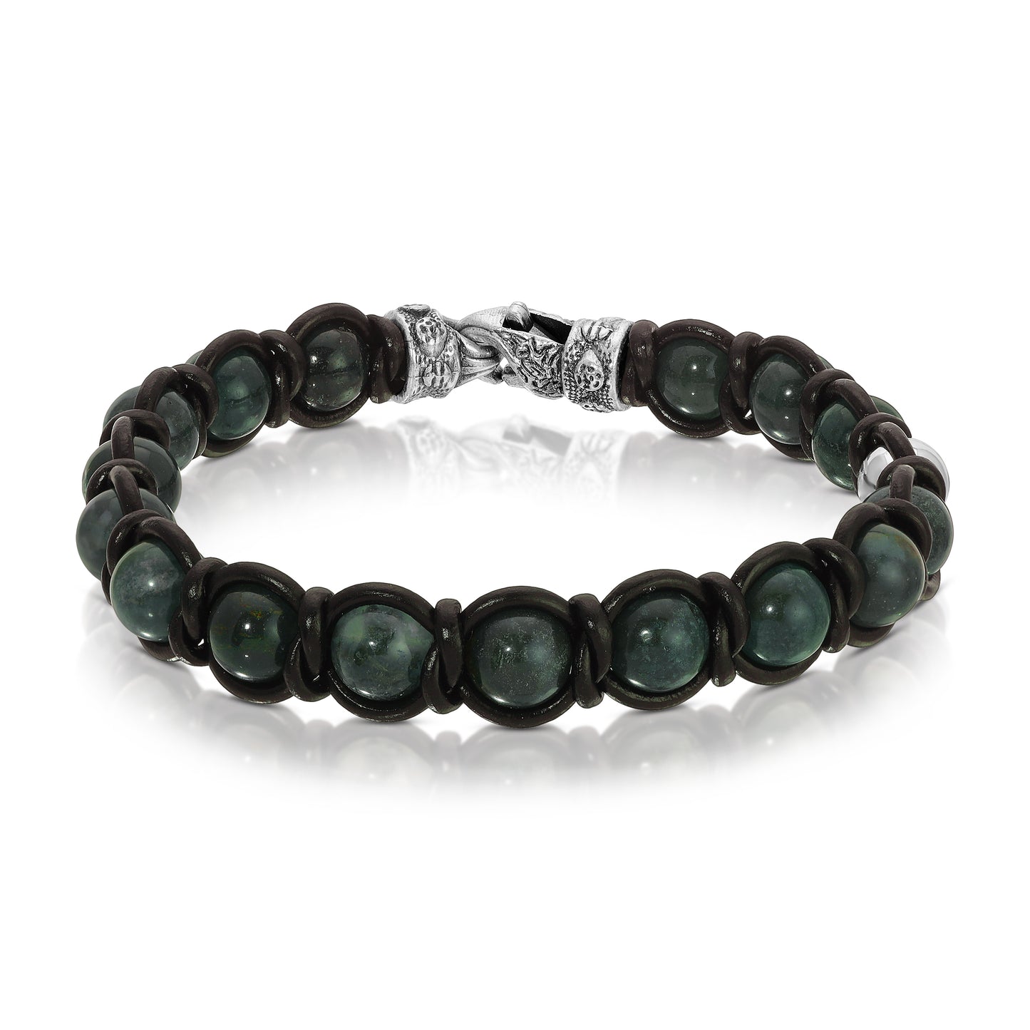 Moss Agate w/Black Leather
