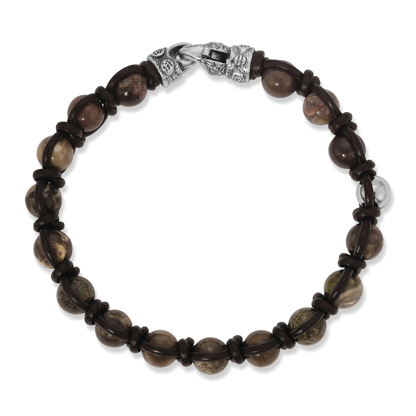 Rainbow Agate w/Brown Leather