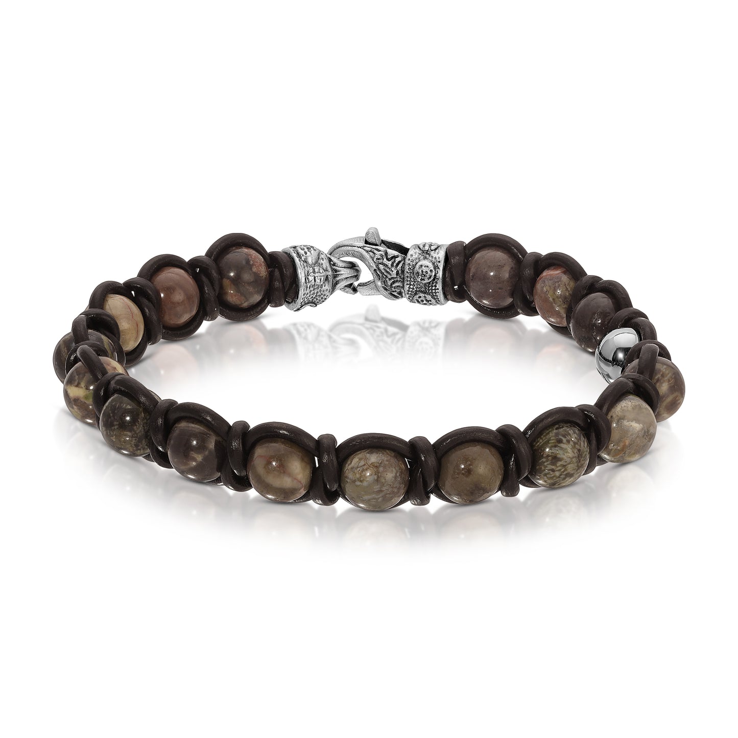 Rainbow Agate w/Brown Leather