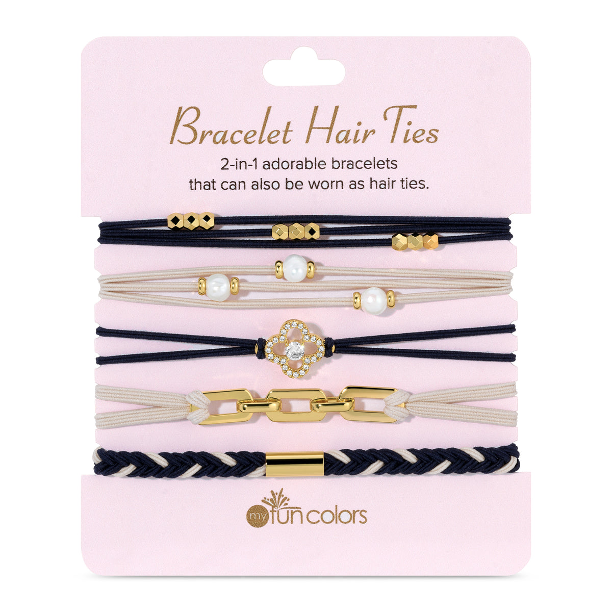 Navy & Off White Bracelet Hair Ties