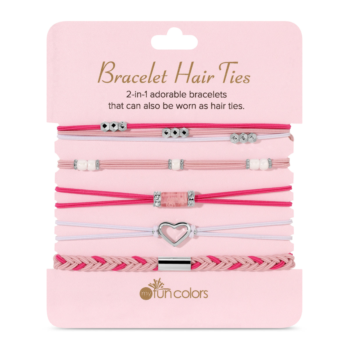 Hot Pink & Light Pink Bracelet Hair Ties