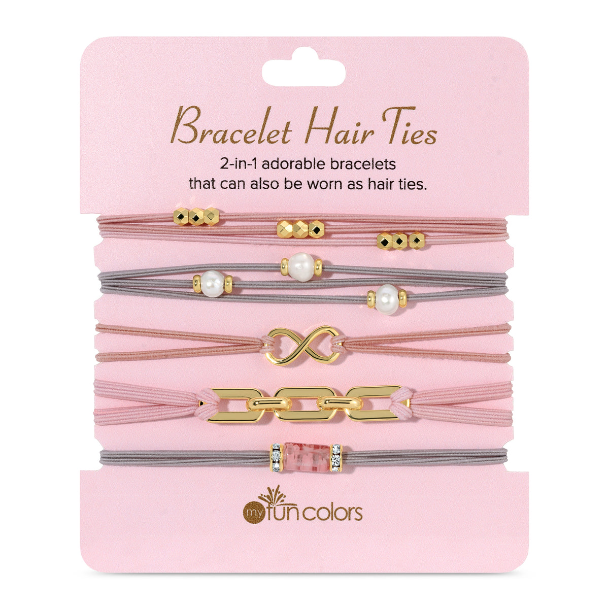 Light Pink & Gray Bracelet Hair Ties