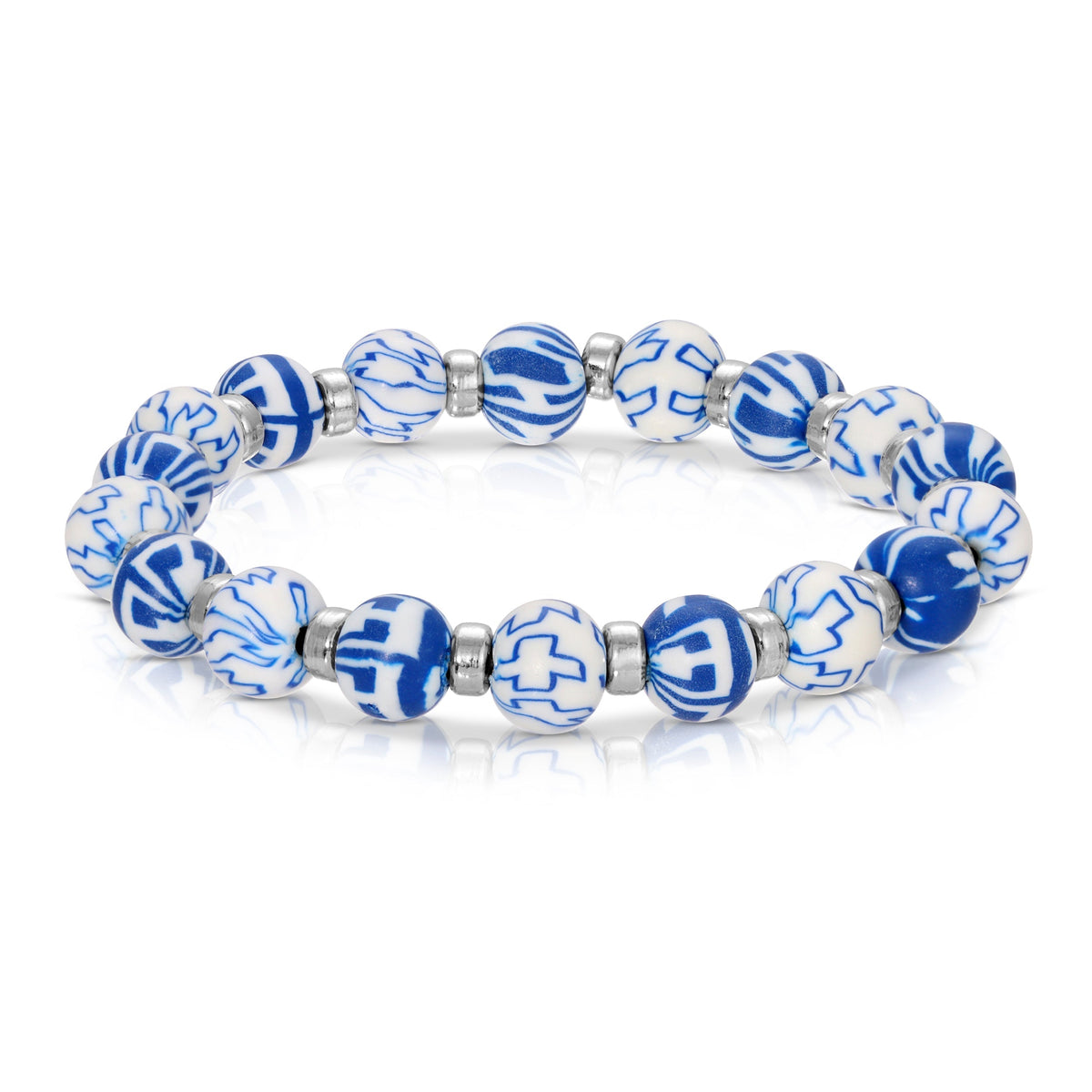 blue and white beaded bracelet