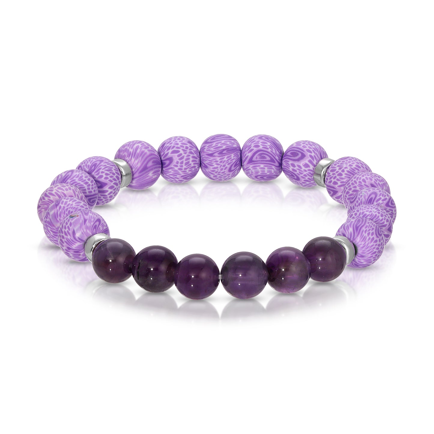 Amethyst & Clay Bead Bracelet