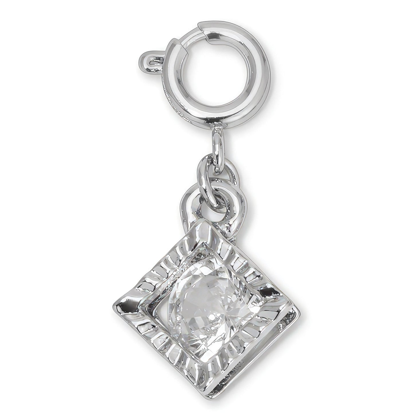 Rhinestone Diamond in Silver Charm