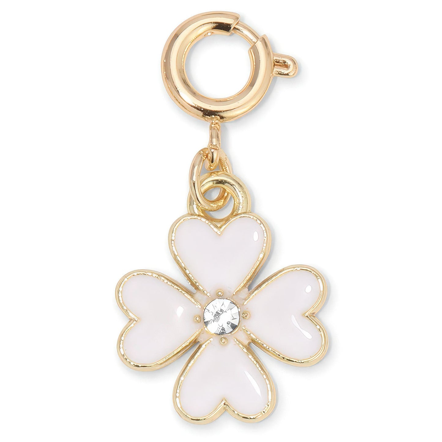 White Hearts Clover Charm