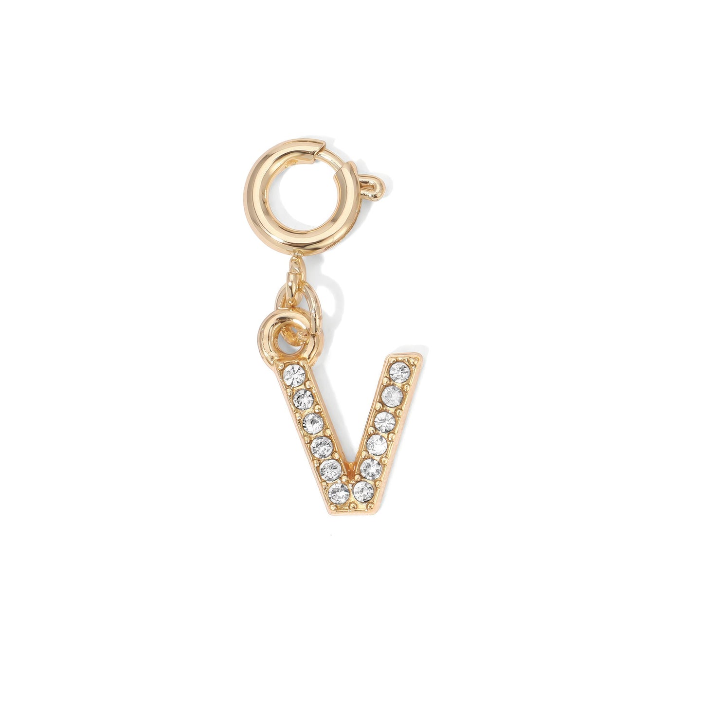 Gold Plated Rhinestone Initial Charms