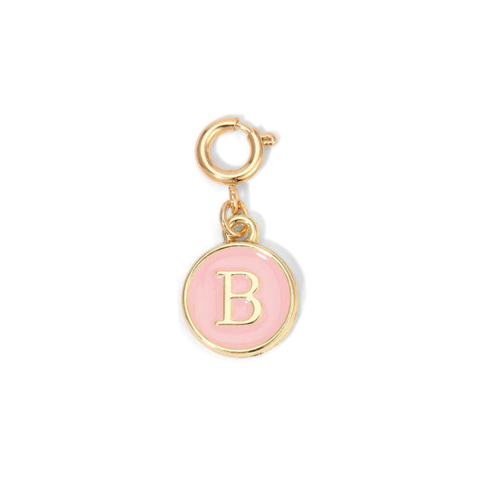 golden pink initial b charm pendant