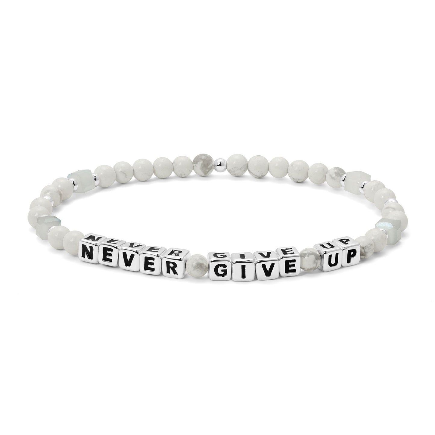 NEVER GIVE UP Colorful Words Bracelet