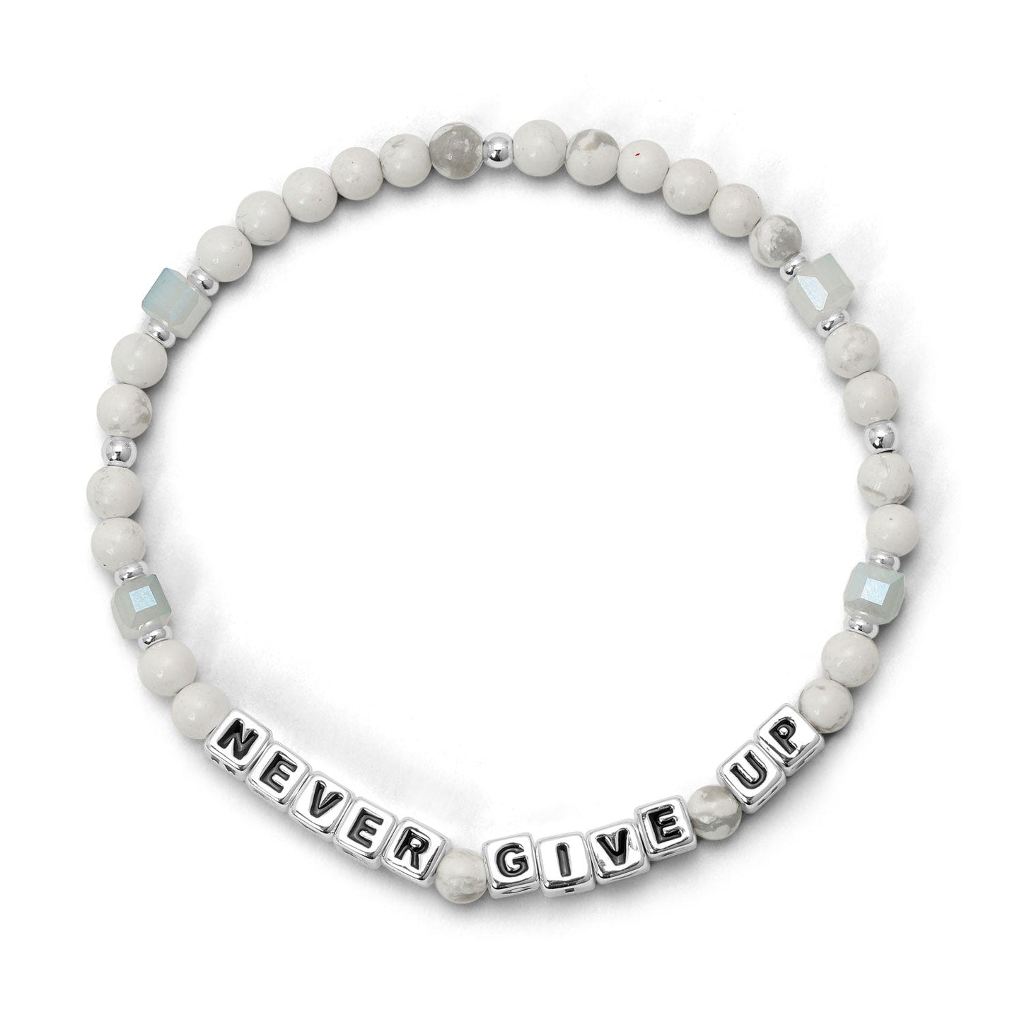 NEVER GIVE UP Colorful Words Bracelet