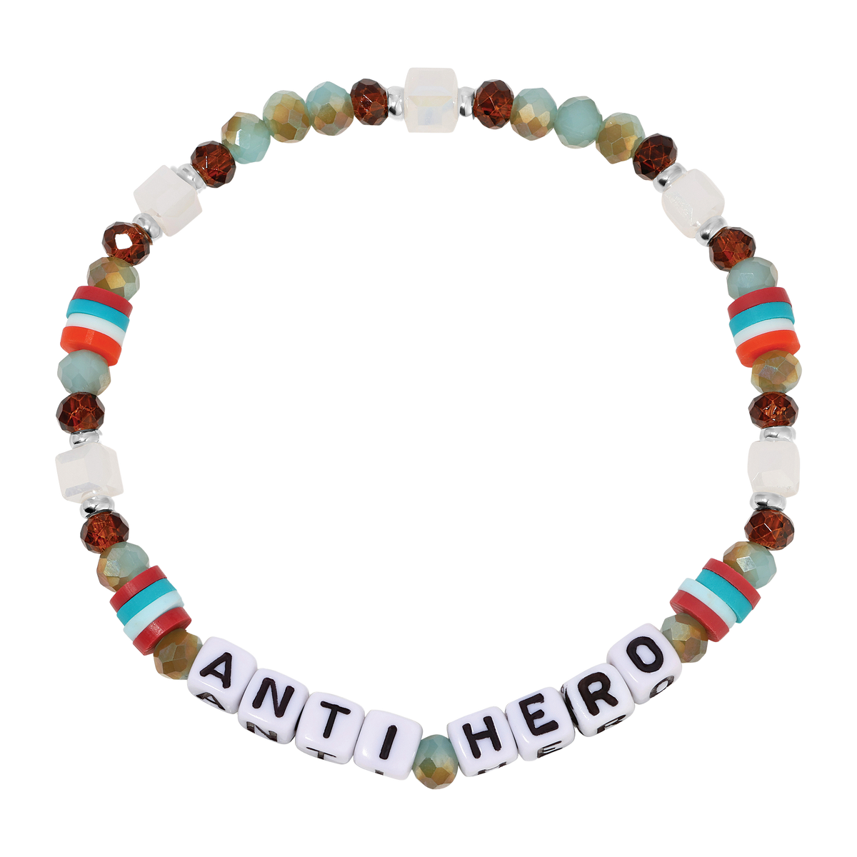 anti hero beaded bracelet with colored letters and beads
