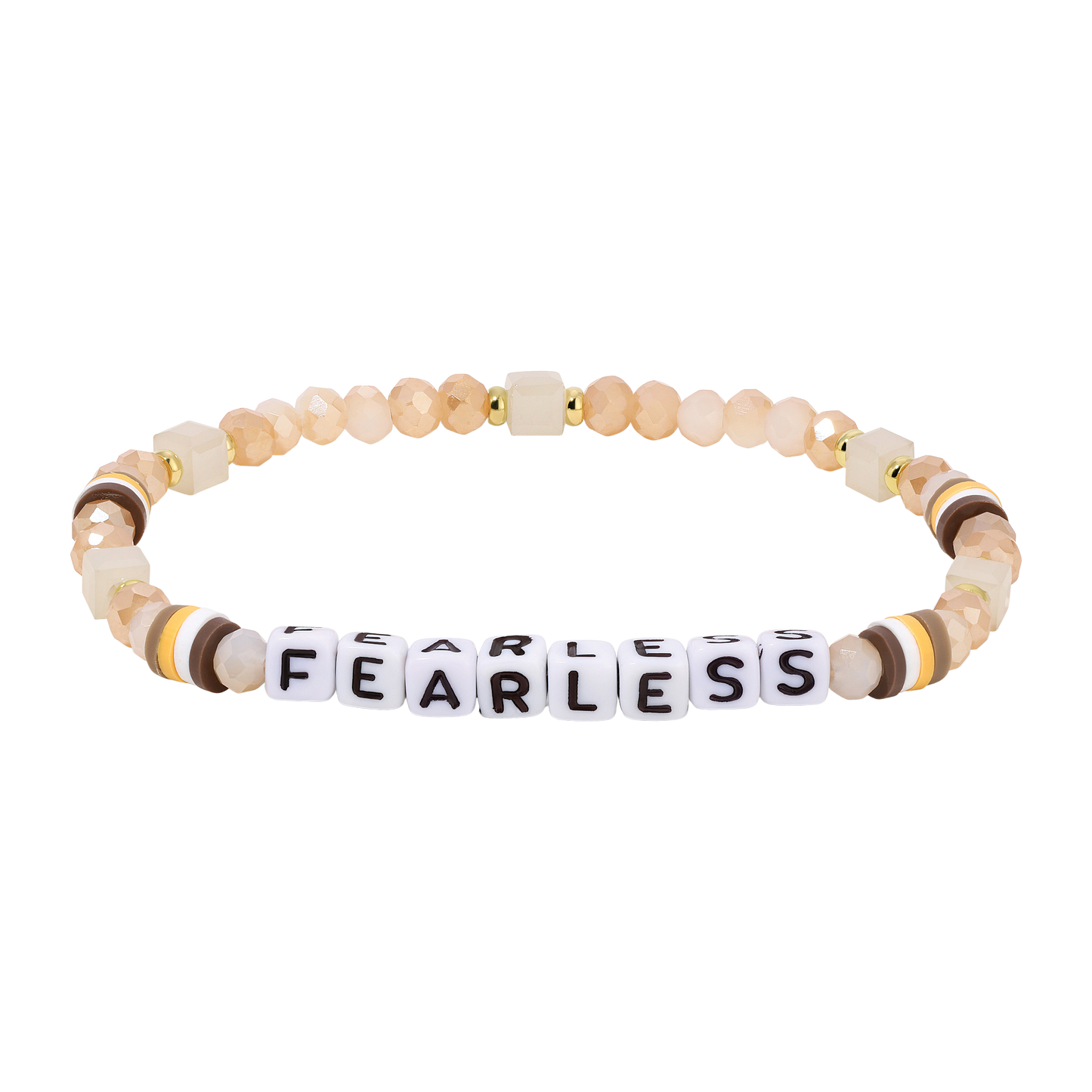 beaded bracelet with fearless letter beads