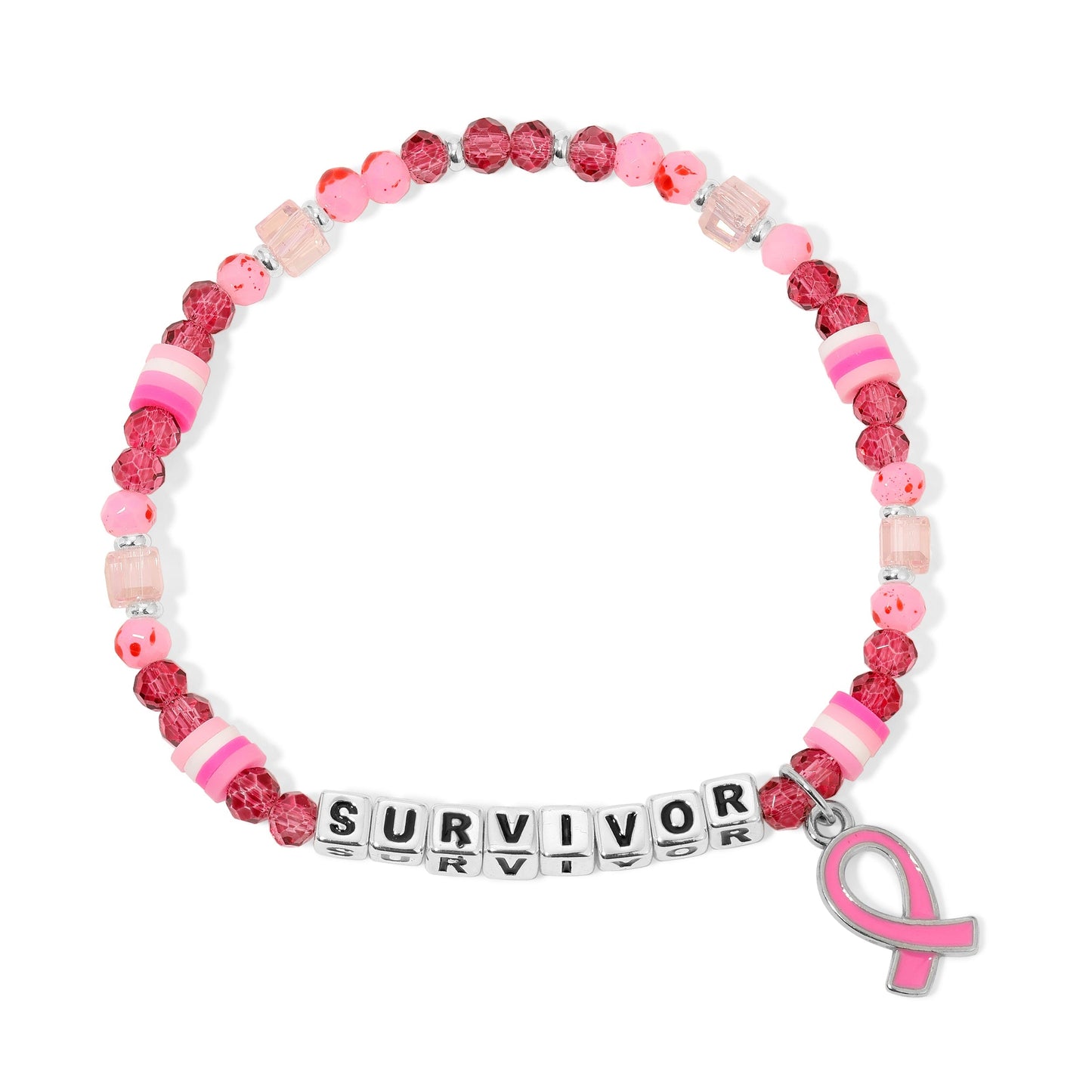SURVIVOR Breast Cancer Awareness Colorful Word Bracelet