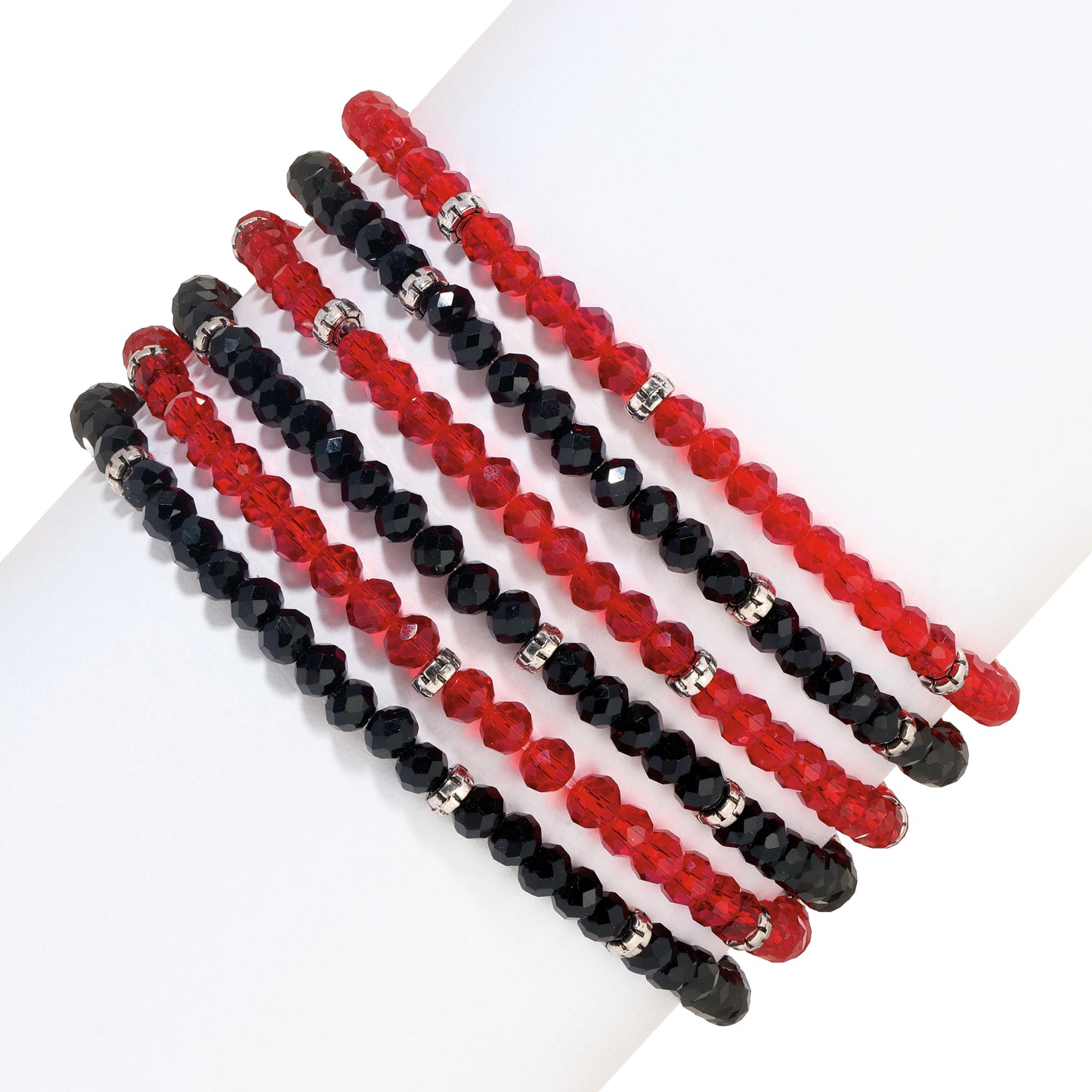 Ruby & Black Mini-Crystal Team Bracelets