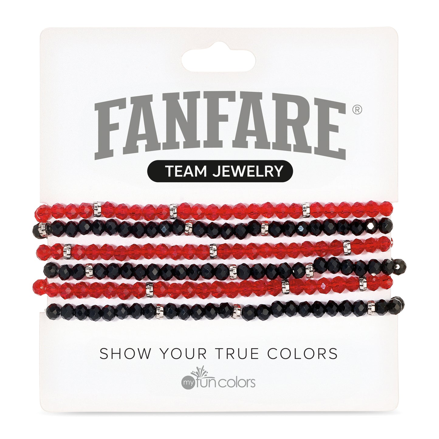 Ruby & Black Mini-Crystal Team Bracelets