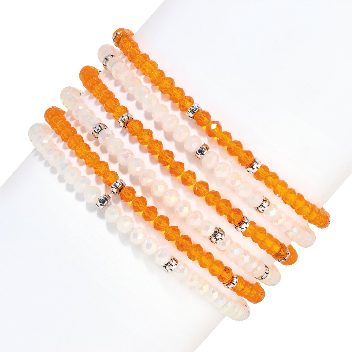 Orange & White Mini-Crystal Team Bracelets