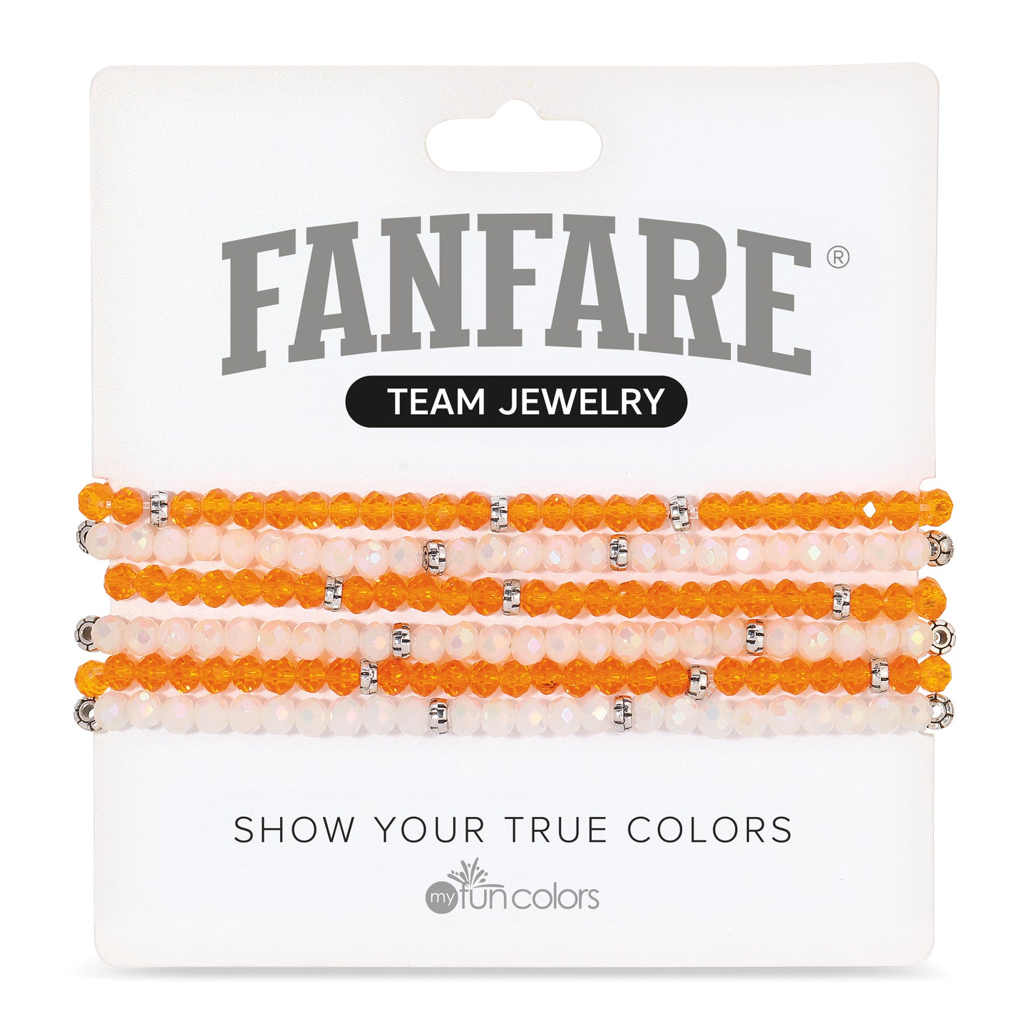 Orange & White Mini-Crystal Team Bracelets
