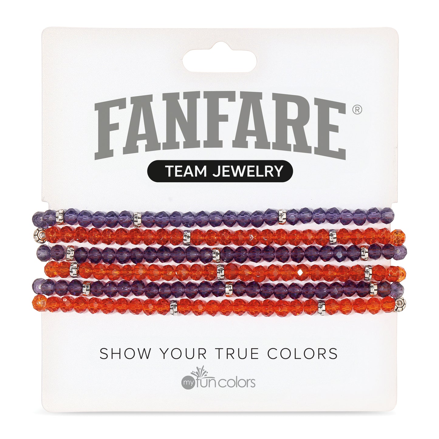 Amethyst & Deep Orange Mini-Crystal Team Bracelets