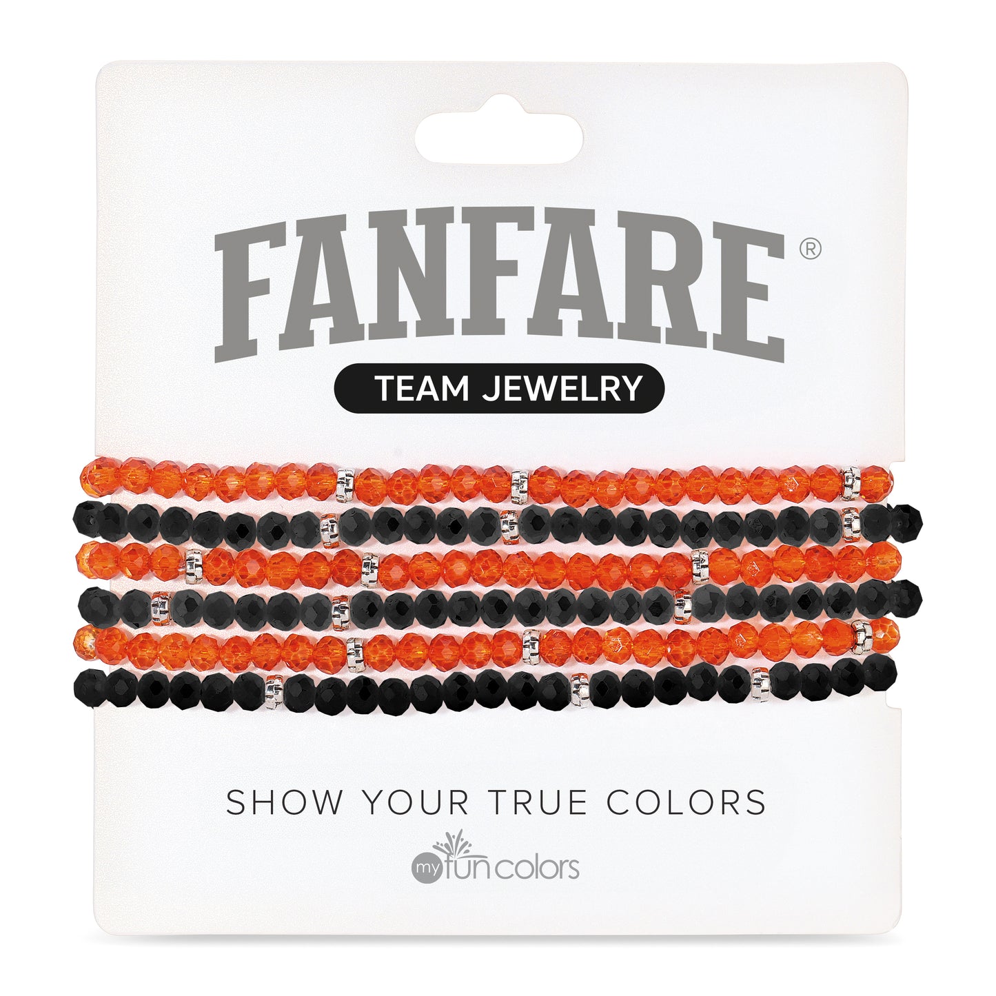 Deep Orange & Black Mini-Crystal Team Bracelets