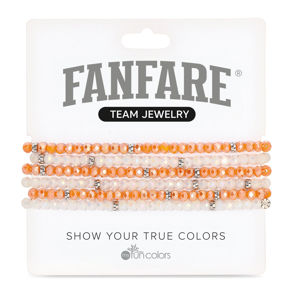 Burnt Orange and Ice White Mini-Crystal Team Bracelets
