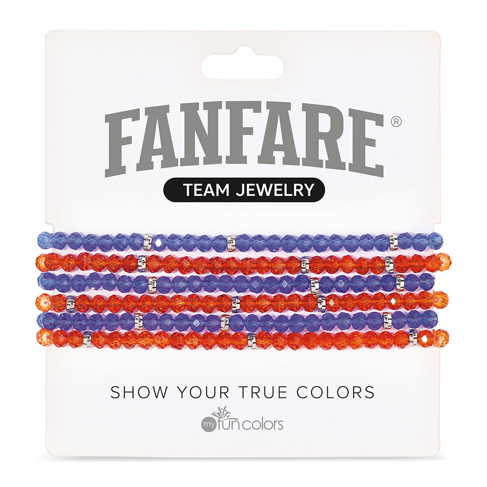 Blue and Red Mini-Crystal Bracelets - Set of 6