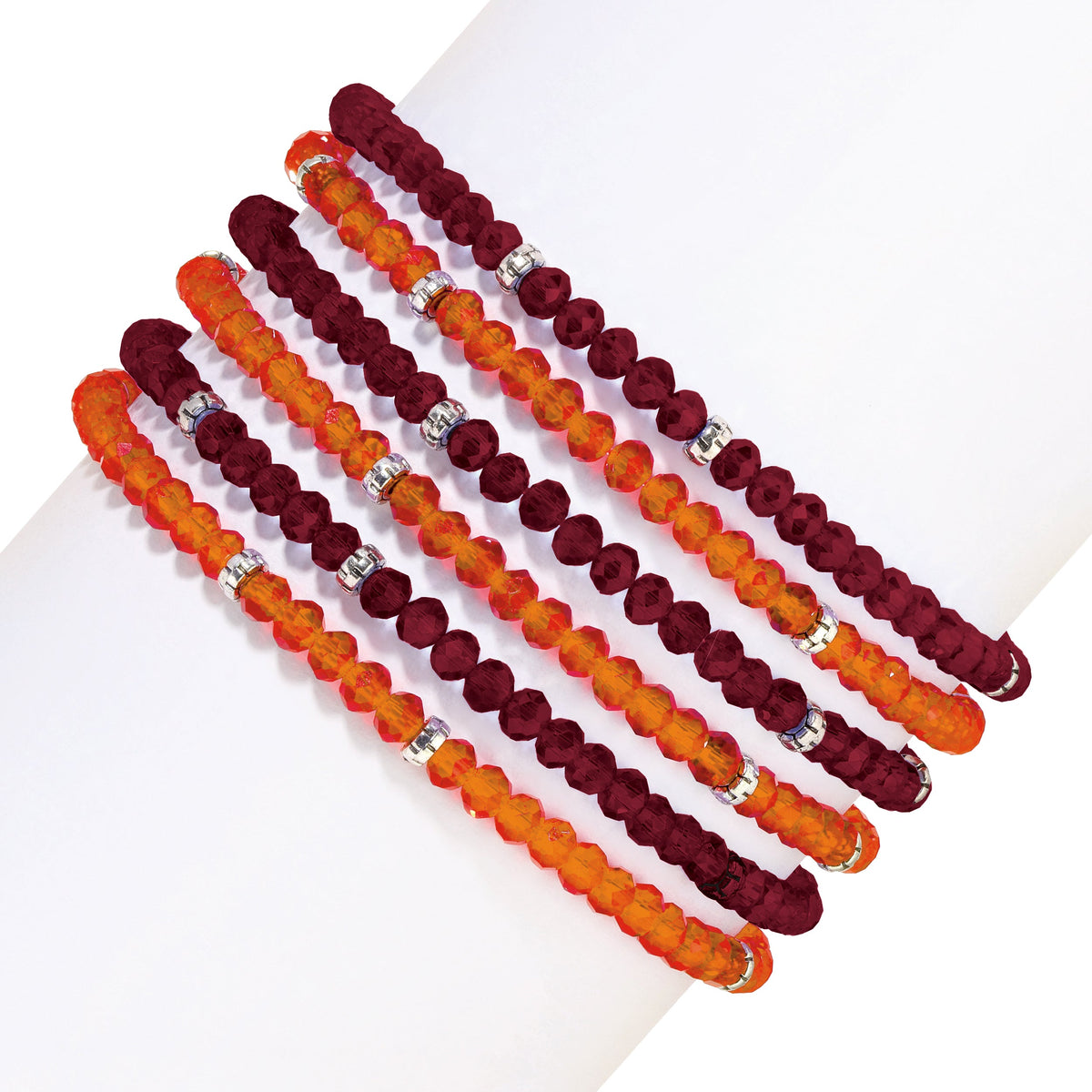 colorful beaded bracelets on white background