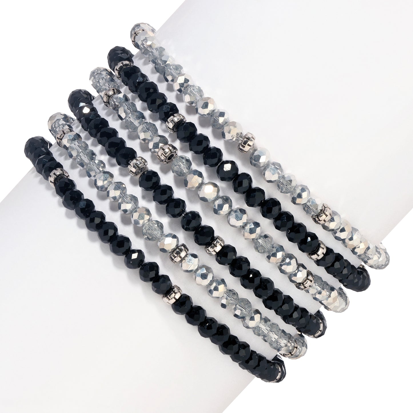 Silver & Black Mini-Crystal Team Bracelets