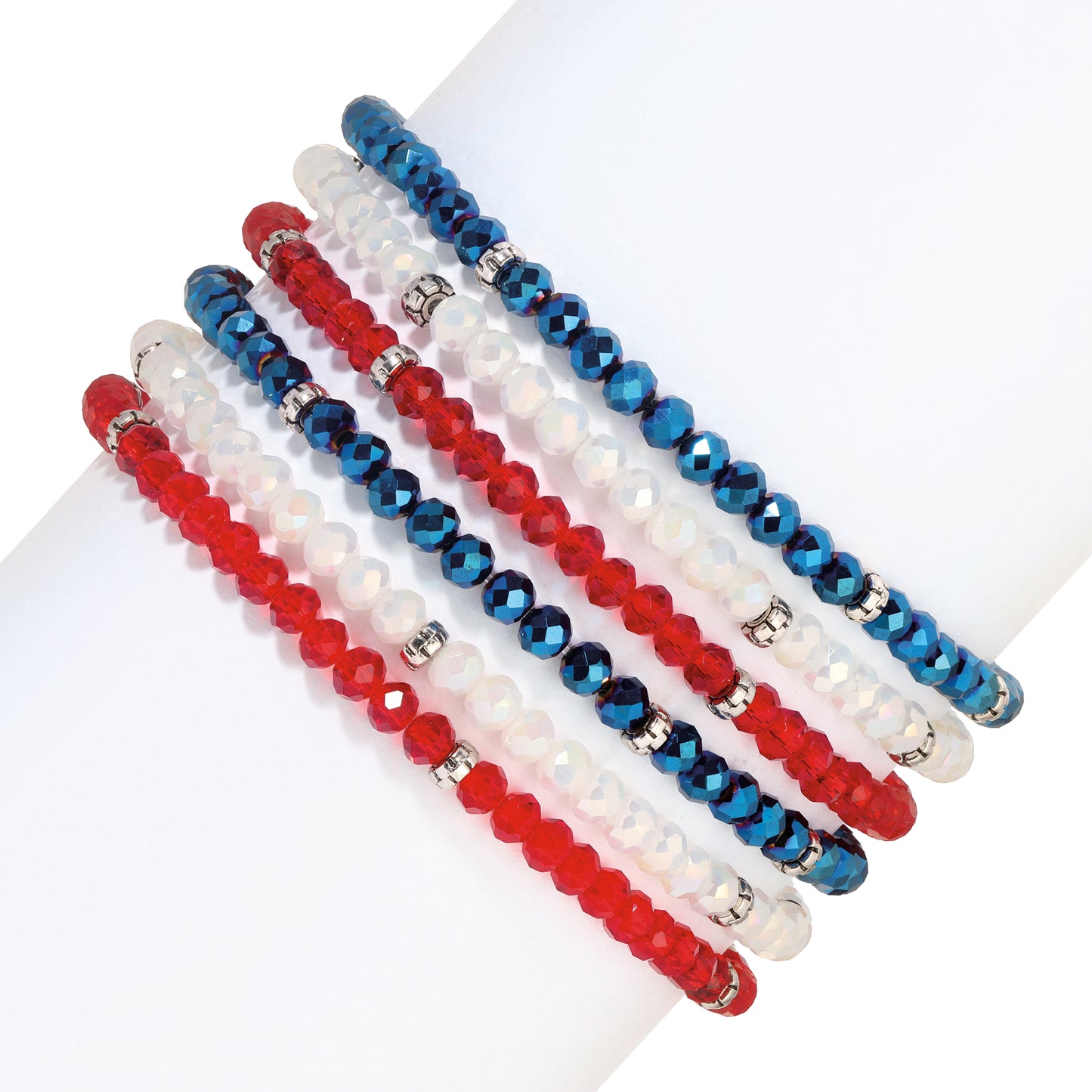 Electric Navy, Ruby, & Ice White Mini-Crystal Team Braclets