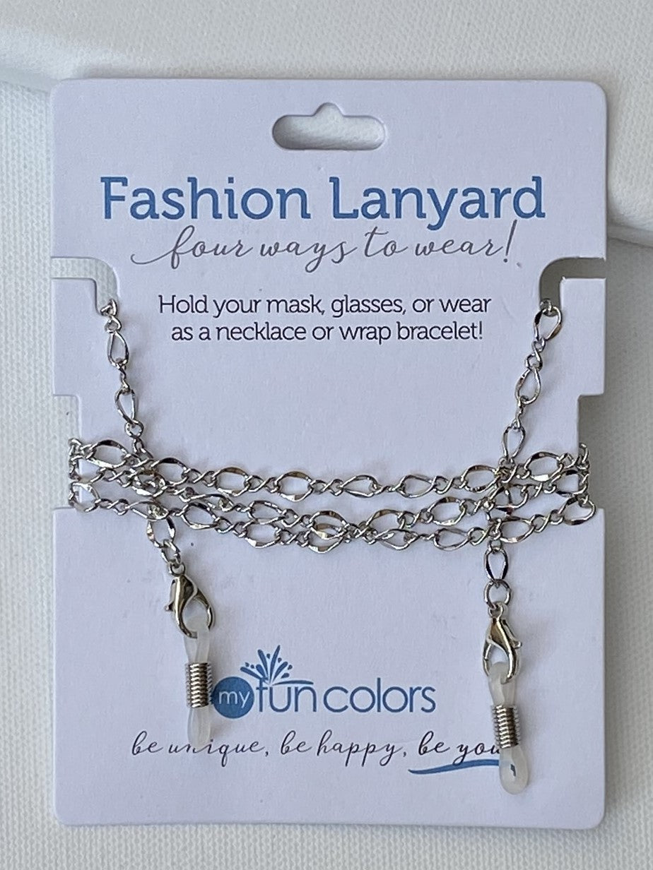 silver figure-8 chain lanyard