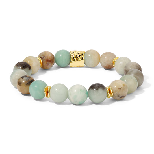 amazonite 10mm gemstone w/14k gold plated accent