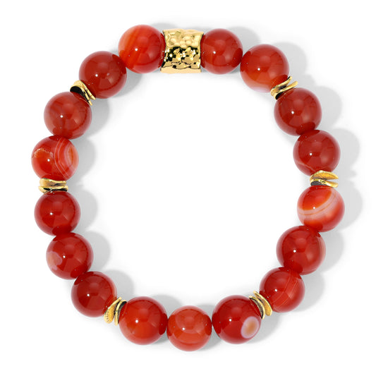 red agate bracelet with gold accents