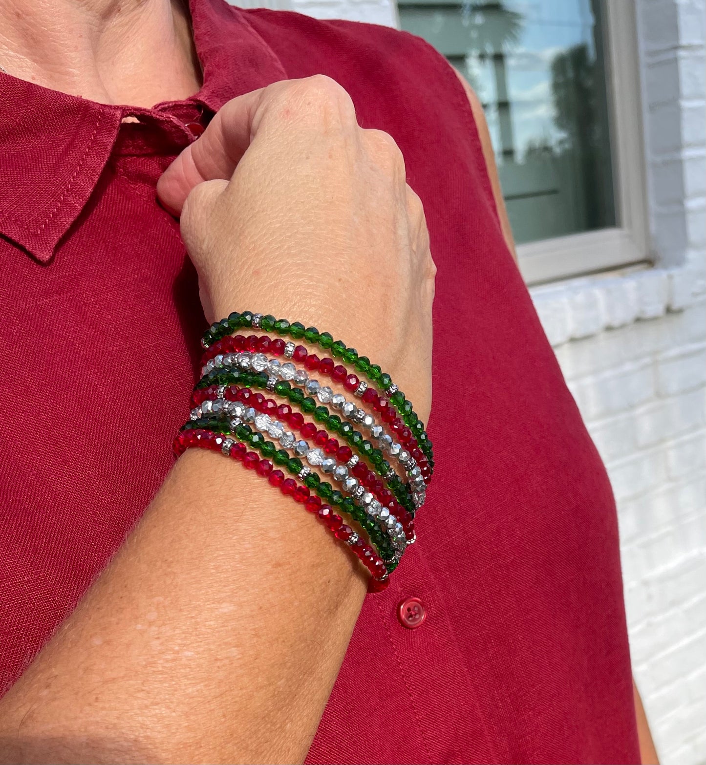 Christmas Tinsel Mini-Crystal 8 Bracelet Set