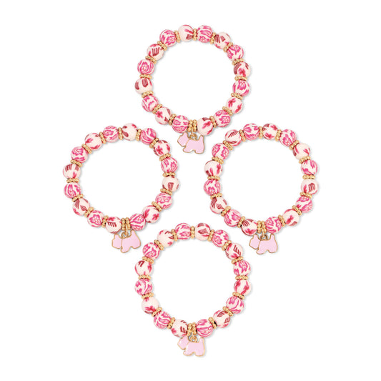 pink and white bracelets with elephant charms