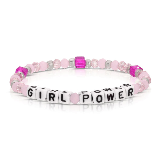 pink girl power beaded bracelet