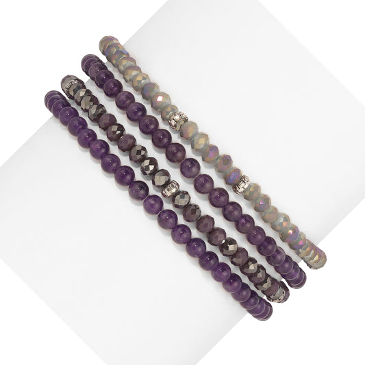 amethyst spiritual gemstone 4 bracelet stack
