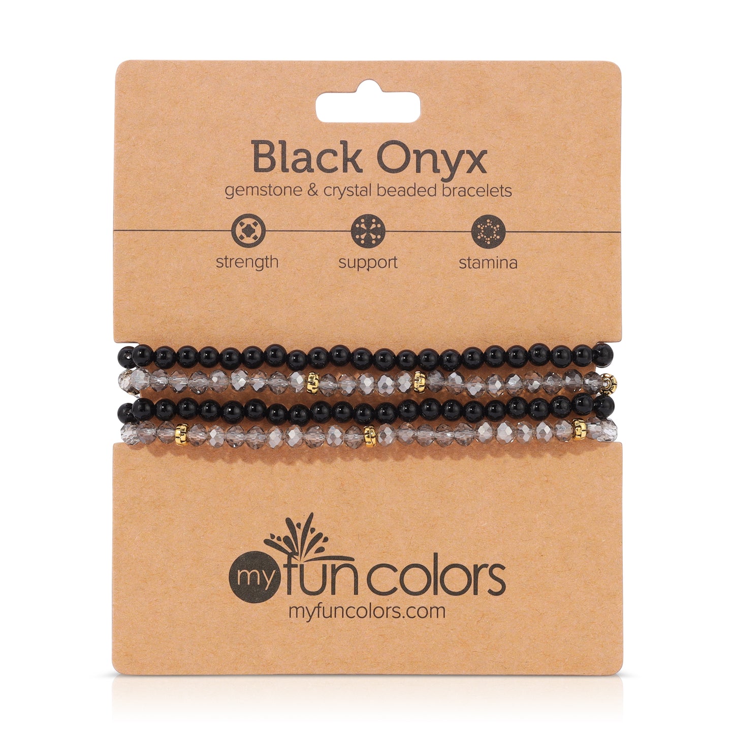 black onyx spiritual gemstone 4 bracelet stack