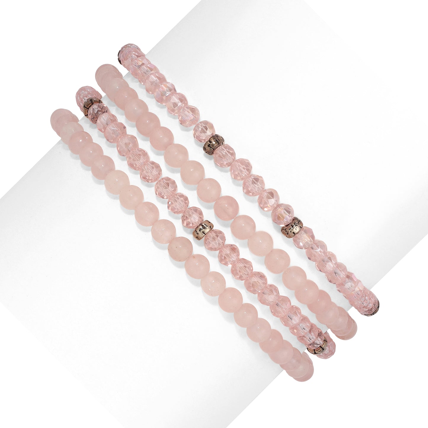 rose quartz spiritual gemstone 4 bracelet stack