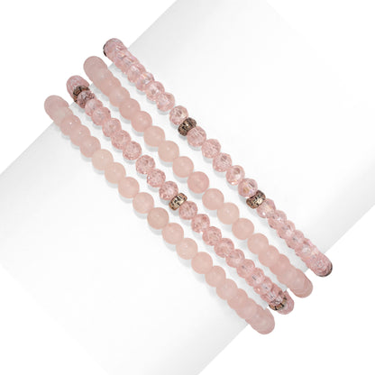 rose quartz spiritual gemstone 4 bracelet stack